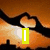 Animated sequence showing text changes over a tiger-striped background with heart-shaped cutouts.