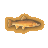 Pixelated fish icon with orange-brown gradient body, dark brown dorsal stripe, and light yellow underbelly, set against solid gray background.