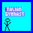 Pixelated icon with 'ITALIAN GYMNAST' text and stick figure gymnast performing various poses on light blue background.