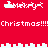 Red background with white pixelated text and shapes repeating vertically, including 'Merry' icons and 'Christmas!!!!!' phrases.