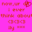 Pixelated text and symbols on a bright pink background with red-orange lettering, including 'now.ur all', 'i ever think about', '<3<3<3', and 'ily xxx'