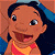 Animated contact sheet showing two frames of a cartoon character with brown skin, blue eyes, and dark hair wearing an orange sleeveless top against a green background with pixelated text.