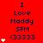 Red background displays repeated text "I Love Maddy SFM <33333" with white heart symbols appearing in sequence across observations.