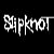 A contact sheet of 13 animated frames showing the word "Slipknot" in a glitchy, distorted white font on black background with vertical static lines.