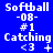 Blue background with white text displaying "Softball -08- #1 Catching <3" and varying symbols across three of repeated