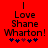 Red background with black text reading 'Love Shane Wharton!' and five blue/pink star icons below, showing animation where the middle star changes color.