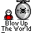 A 4x3 contact sheet of a pixel-art animated icon showing a sequence where a stick figure and disco ball interact with Earth, leading to the planet exploding into fragments across frames.