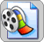 Two side-by-side pixelated frames show a film reel and traffic cone on a document background, with the right frame featuring a yellow 'NEW!!' banner.