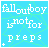 A static blue icon with white text reading "falloutboy is not for preps" and a light green web pattern background, featuring small plus or period symbols in different corners across observations.