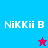 Four display "NiKKii B" text with a star symbol changing color between blue and pink backgrounds