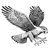 A grayscale pixelated icon depicts a bird in flight with outstretched wings and a forked tail, rendered in a low-resolution style against a plain white background.