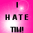 A pink background with four identical text blocks arranged in a , each displaying "I HATE TM!" in bold black letters