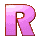 Nine identical pink capital R letters arranged in a on gray background, each with gradient shading and brown outline