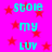 Cyan text on bright pink background with red stars, repeating 'stole my LUV stole' in a pattern