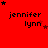 Red background with repeated 'jennifer lynn' text and star symbols in various positions across a