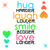 Pixelated icon with four stacked text words and surrounding small icons on white background.