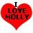 Red heart-shaped icon with black text "I LOVE MOLLY" centered inside, displayed in two side-by-side views showing identical static content.
