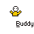 Pixel art character with yellow body and green head, transitioning from white eyes to red eyes with antennae, under text labels.
