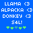 Blue background displays repeated text and symbols in white and green pixel art style with animated color changes.