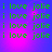 Green pixelated text 'i love jolie' repeated in four quadrants on a blue-to-pink gradient background with subtle light effects.