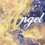 A static icon with a golden-yellow and dark blue marbled background, featuring the word 'Angel' in white cursive script overlaid on scattered small white dots.