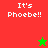 Four display "It's Phoebe!!" text with a green star on red and a red star on green, while the right are solid green with no stars
