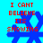 Red pixelated text 'I CANT BELIEVE ITS SHOWING' overlaid on blue abstract shapes against a cyan background, with two distinct animation states.