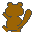 Four pixelated brown bear icons with gray outlines arranged in a on light gray background, each showing different arm and tail positions
