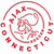 Red circular stamp with 'FRANKS' and 'CONNECTICUT' text, featuring a cartoon character, with two variations showing reversed text overlays 'AJAX' and 'GK' in black and red.