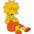 Pixelated character with yellow hair and red pants sitting in a cross-legged pose against a white background.
