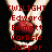 Pixelated red text over a black background with hands holding a heart, displaying multiple phrases about Twilight characters and relationships.