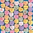 Pixelated of colorful heart-shaped icons on blue background, with pink text reading "people wonder what i see in you" and "i wonder how they don't see everything"