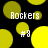 Yellow and olive-green circles on black background with white text "Rockers" and "#8" in pixelated style.