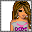 Pixelated female character with brown hair, sunglasses, and a gray top displaying 'BEDE' in purple text.
