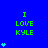 Blue background with green text "I LOVE KYLE" and varying numbers of light blue heart icons arranged in vertical