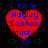 Red heart-shaped icon with blue text reading "I Love Hayley Sooooo Much!!" and three blue heart symbols below, displayed in a with four identical copies