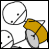 Pixelated cartoon character with orange hair and gray body holds a trashcan, then drops it into the bin while text reads "you live in a trashcan? don't be jealous...".