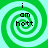 Four identical green and cyan spiral patterns arranged in a , each containing the text "i am hott" in black pixelated font