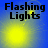 Four- of blue backgrounds with yellow light effects and black text reading "Flashing Lights" in each