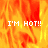 Animated fire background with white text 'I'M HOT!!' displayed , showing flame motion and color shifts