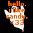 A pixelated hand icon with orange text 'hello. i like candy. <33' over a black background, showing two color variations.
