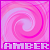 Pixelated pink and purple spiral background with 'AMBER' text in light purple at the bottom, bordered by a solid magenta frame.