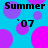 Blue background with purple and pink circles, black text reading 'Summer' and '07' in four quadrants.
