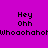 Pixelated text on purple background with pink rectangular overlays, displaying 'Hey Ohh' and 'Whoaohahoh' in black font.