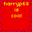 Red background with blue dots and yellow text reading 'harryp68 is cool' repeated four times in a pattern