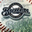 A baseball-themed icon with a stitched ball background and stylized text in the center.