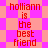 Red text on a pink and purple checkered background reads "holliann is the best friend" in two vertical with alternating patterns