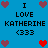 Blue background with repeated text "I LOVE KATHERINE <333" and heart symbols in red and maroon.