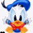 Animated contact sheet of Donald Duck baby character in multiple poses with heart accents and color-coded name tiles below.