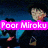 Animated pixel art of a character with dark hair and red cheeks, holding a small object against a blue background with pink text reading Poor Miroku.